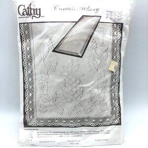 Cathy Needlecraft Candlewickery Pineapple Table Runner Kit 16x52 Sealed Vtg New